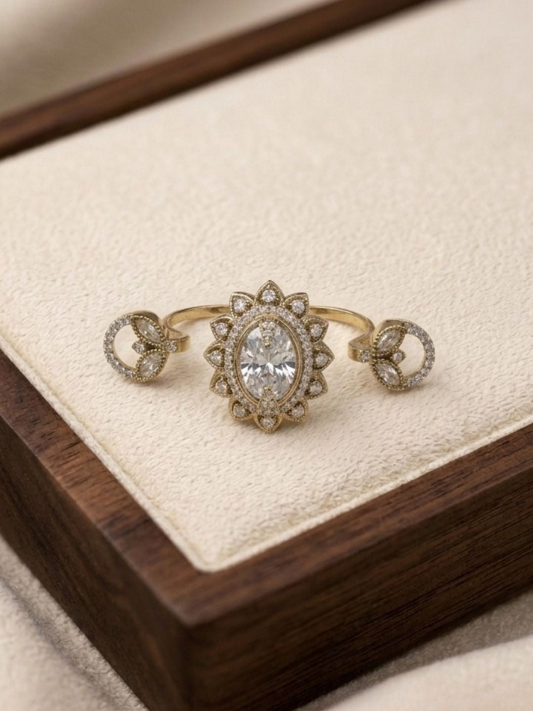 Ishhaara Doublet Moissanite Double Finger Ring