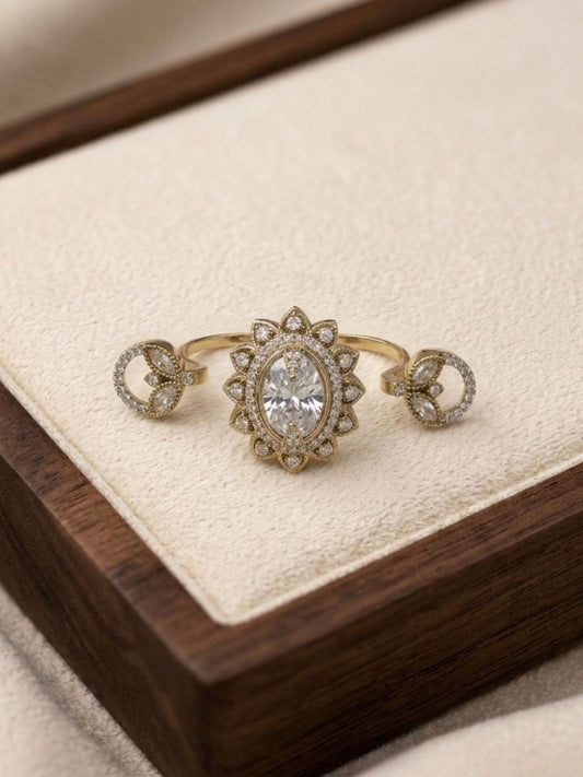 Ishhaara Doublet Moissanite Double Finger Ring