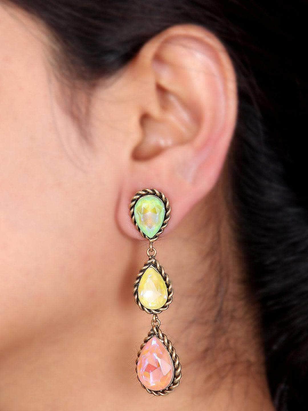 Ishhaara Drop 3 Tiered Earrings Purple