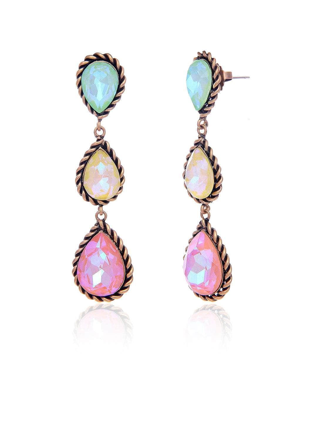 Ishhaara Drop 3 Tiered Earrings Purple