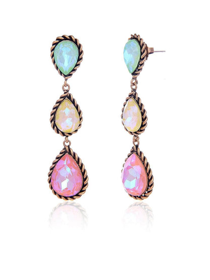 Ishhaara Drop 3 Tiered Earrings Purple