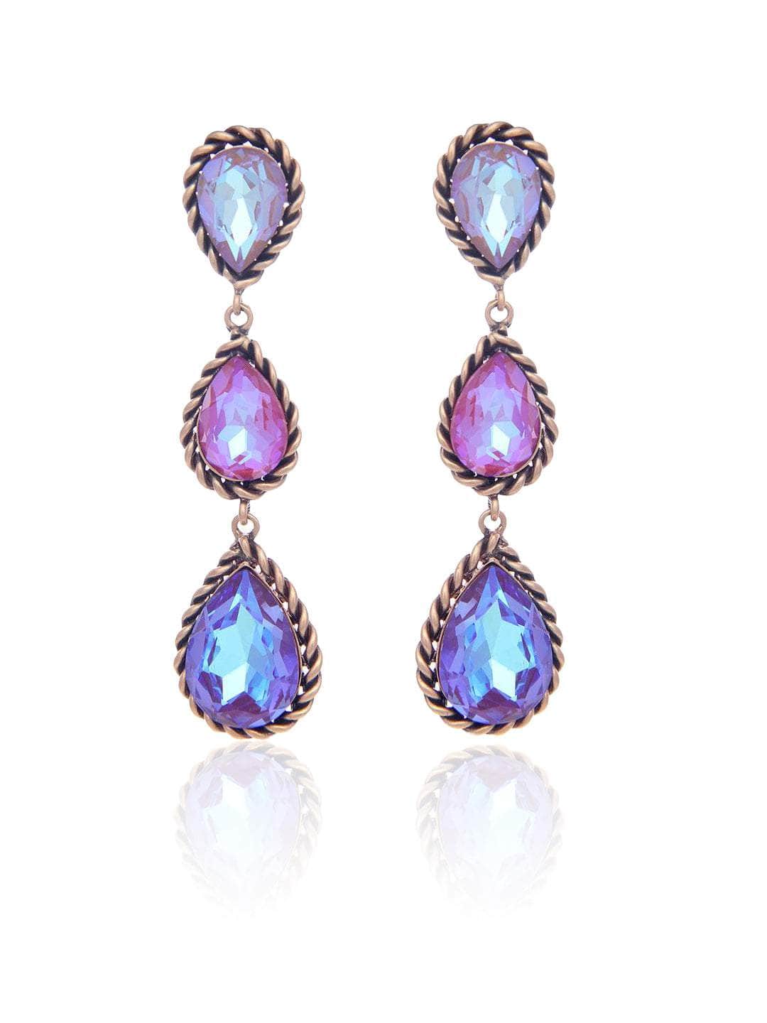 Ishhaara Drop 3-tiered Earrings - Purple