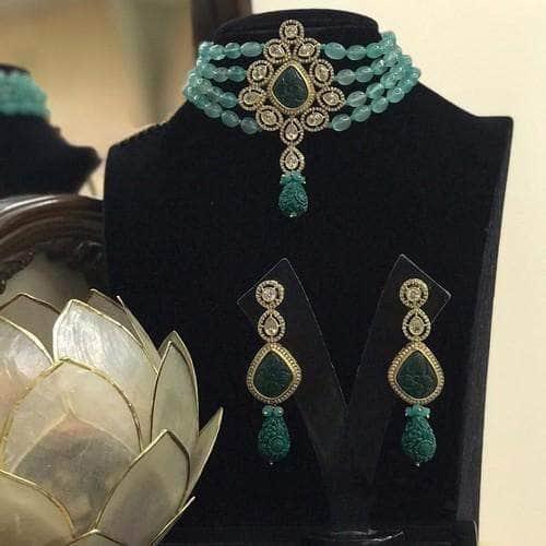Ishhaara Drop Shape Pendant Choker Set