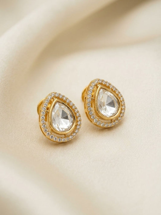 Ishhaara Drop Shaped Polki Studs