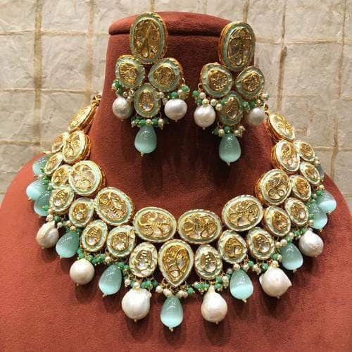 Ishhaara Druzy Stone Baroque Drop Necklace