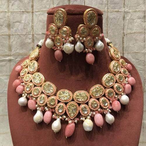 Ishhaara Druzy Stone Baroque Drop Necklace