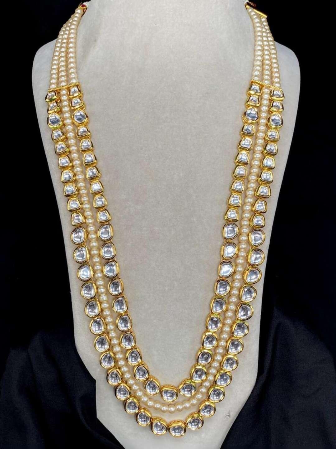 Ishhaara Dual Kundan And Pearl Layered Groom Necklace