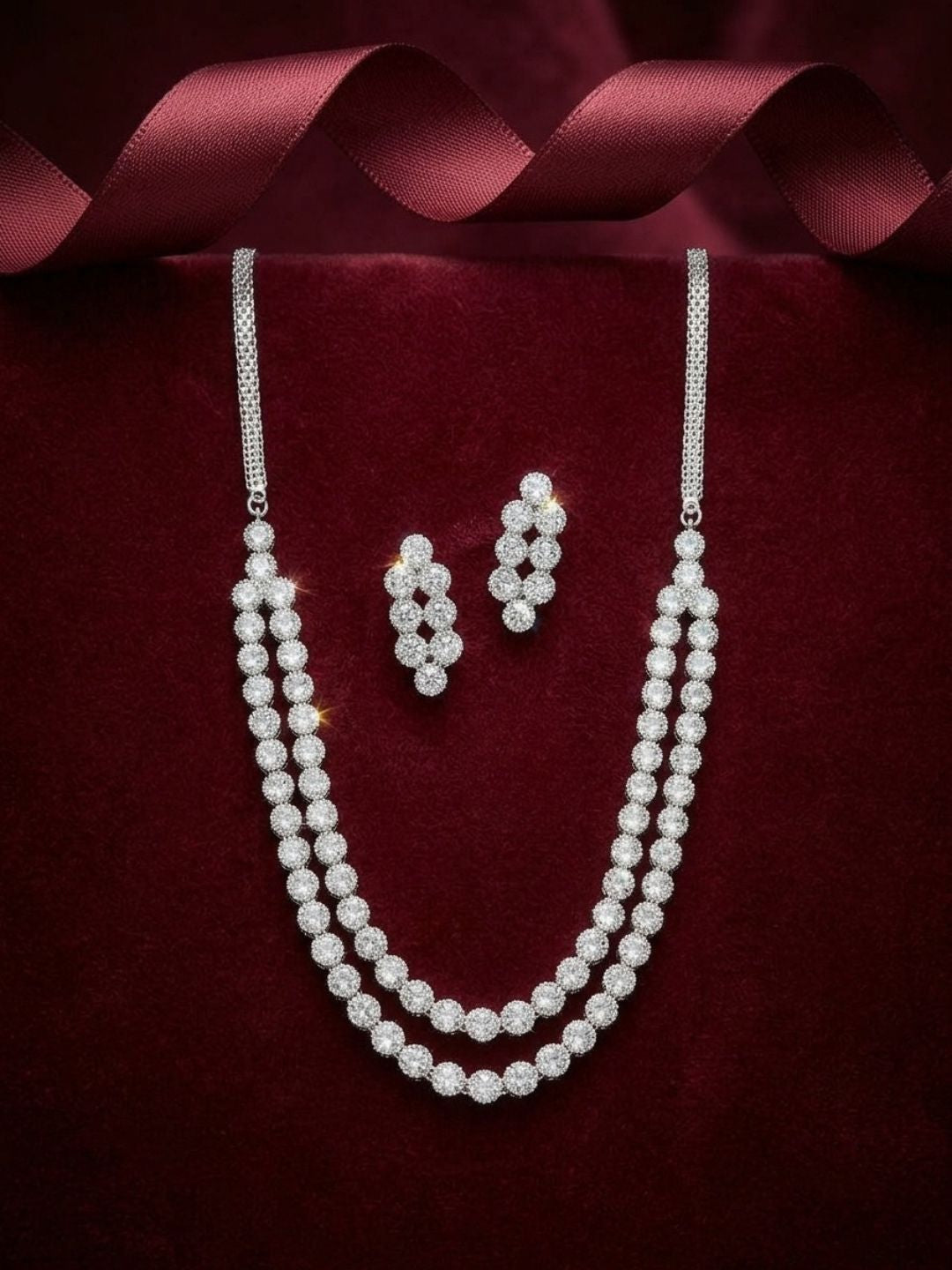 Ishhaara Dual Layered American Diamond Necklace