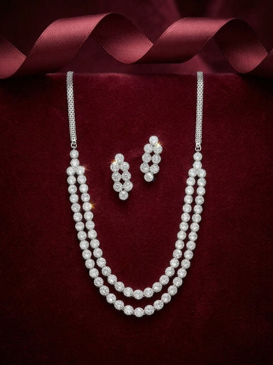 Ishhaara Dual Layered American Diamond Necklace