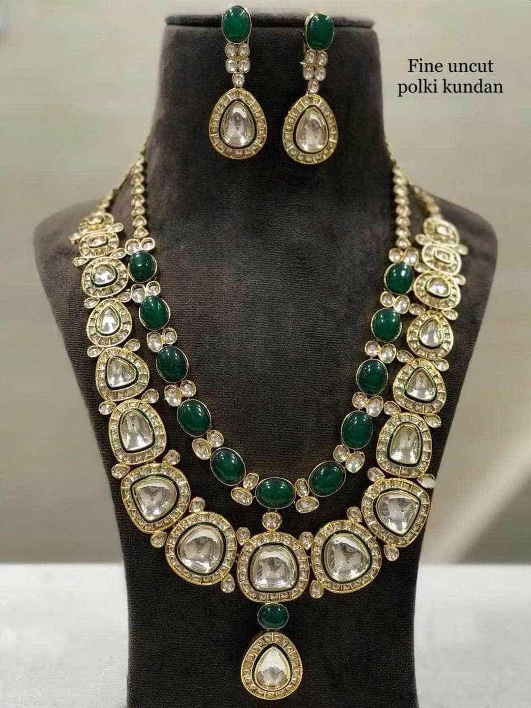 Ishhaara Dual Layered Emerald Polki Set