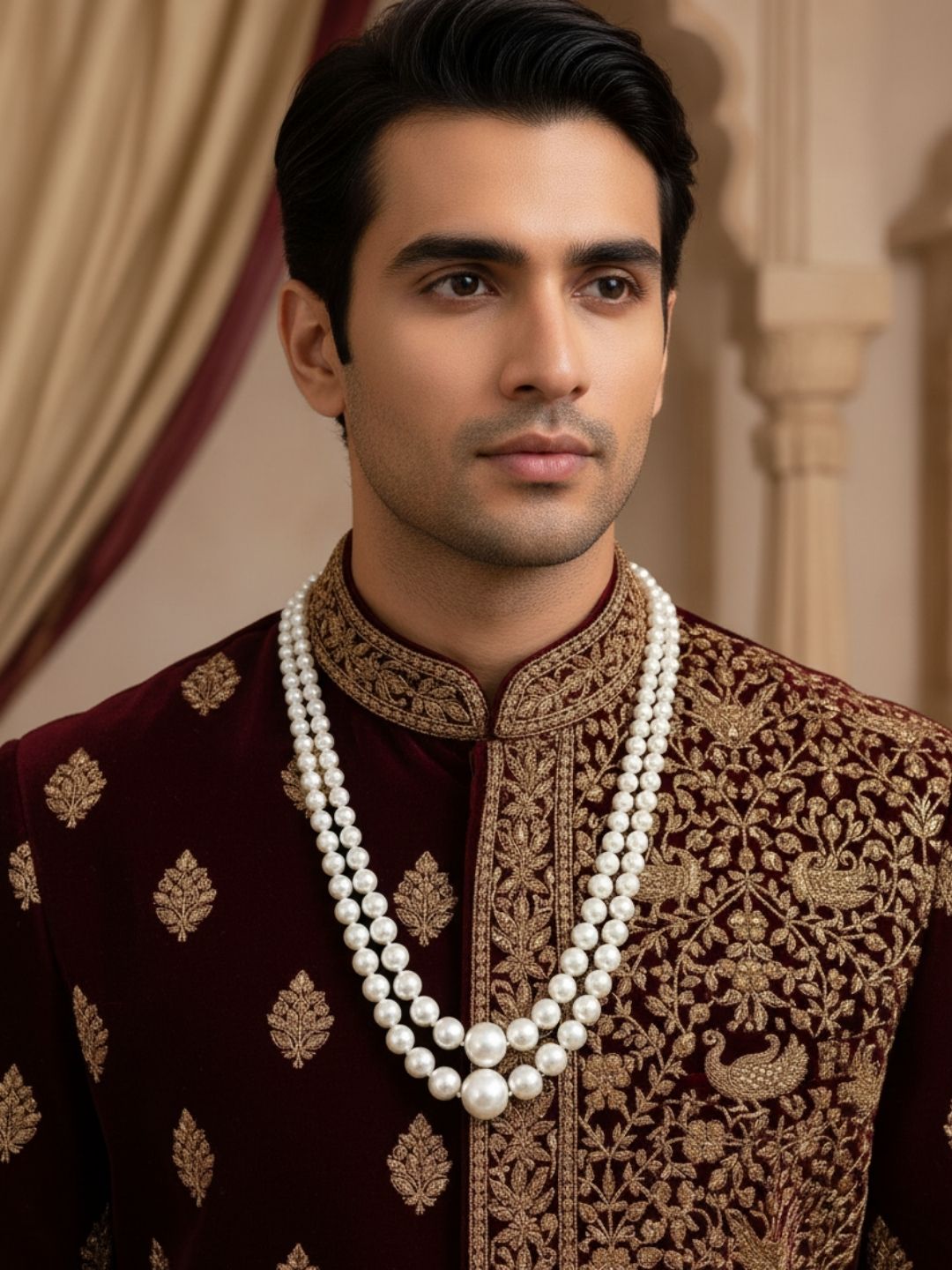 Ishhaara Dual Layered Handcrafted Pearl Beaded Necklace