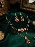 Ishhaara Green Dual Layered Pendant Necklace