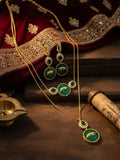 Ishhaara Green Dual Layered Pendant Necklace