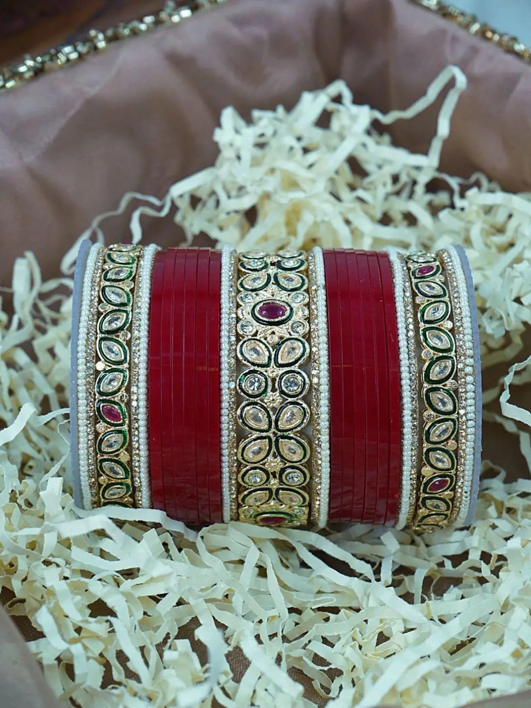 Ishhaara Dual Leaf Shaped Kundan Studded Traditional Chooda