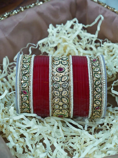 Ishhaara Dual Leaf Shaped Kundan Studded Traditional Chooda