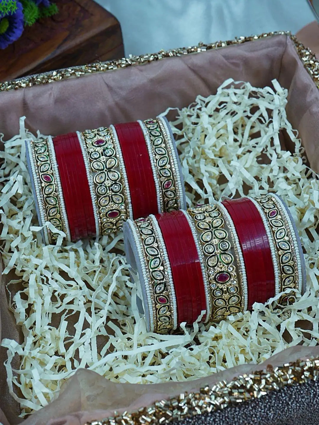 Ishhaara Dual Leaf Shaped Kundan Studded Traditional Chooda