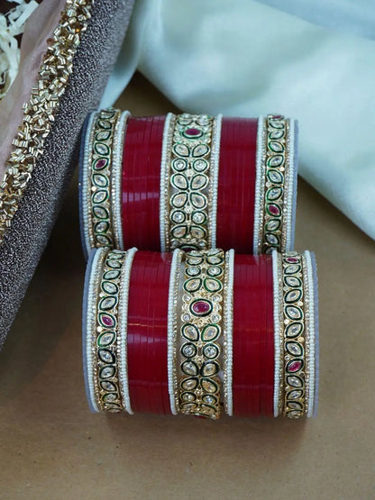 Ishhaara Dual Leaf Shaped Kundan Studded Traditional Chooda