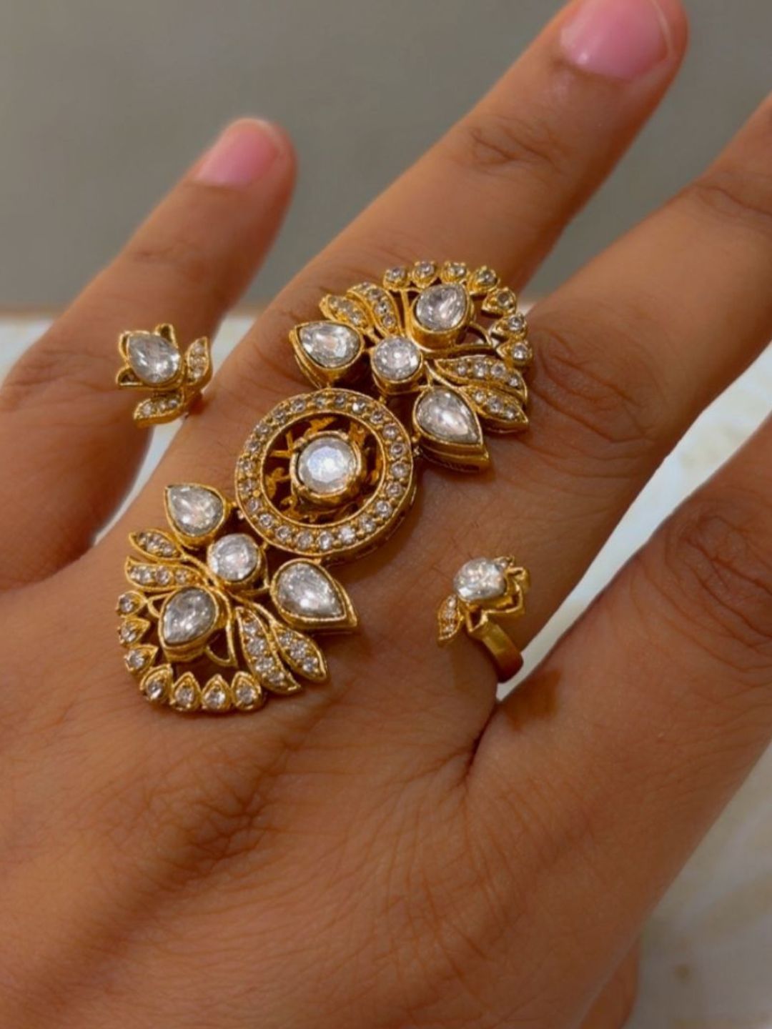 Ishhaara Dual Sunburst Cocktail Ring