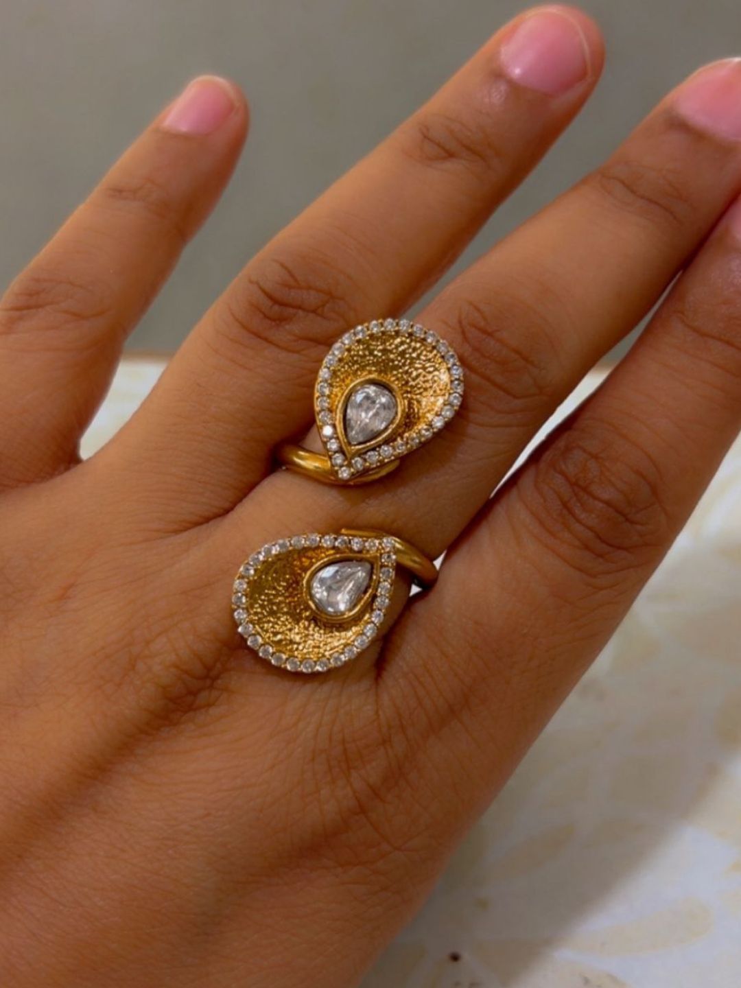 Ishhaara Dual Teardrop Ring