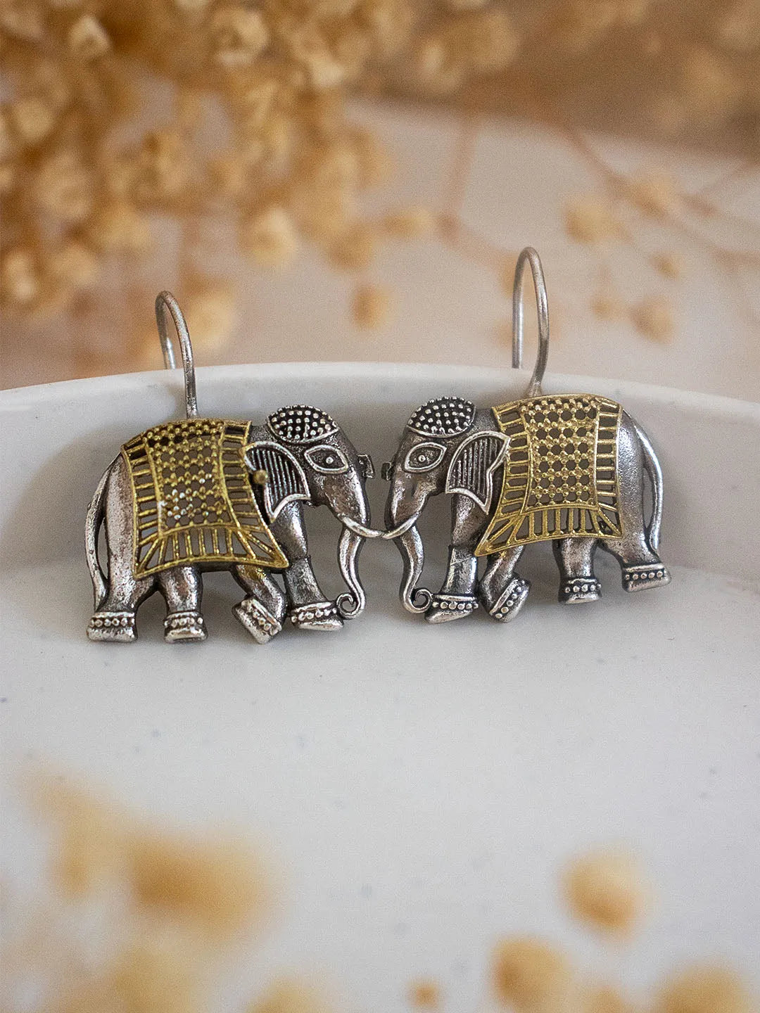 Ishhaara Dual Tone Elephant Earrings