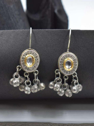 Ishhaara Dual Tone Oval Ghungroo Earring