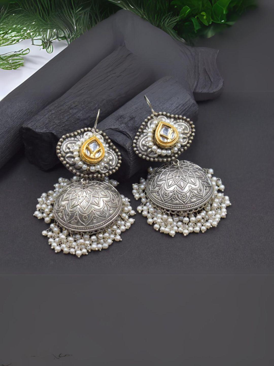 Ishhaara Dual Tone Pearl Statement Jhumkas