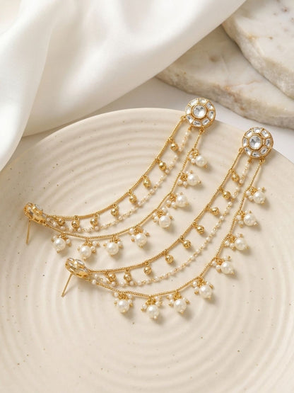 Ishhaara Earchains With Attached Polki Studs