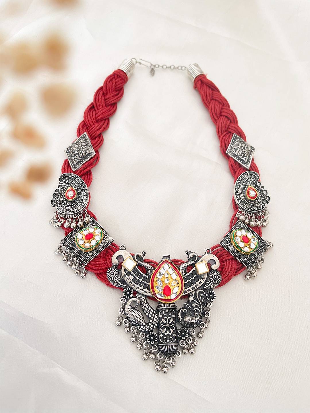 Ishhaara Earthbound Elegance Red Jute Necklace