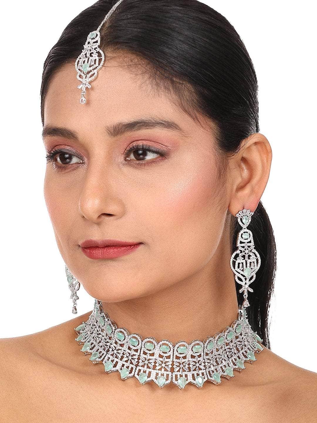 Ishhaara Elegant Ad Stone Necklace Set