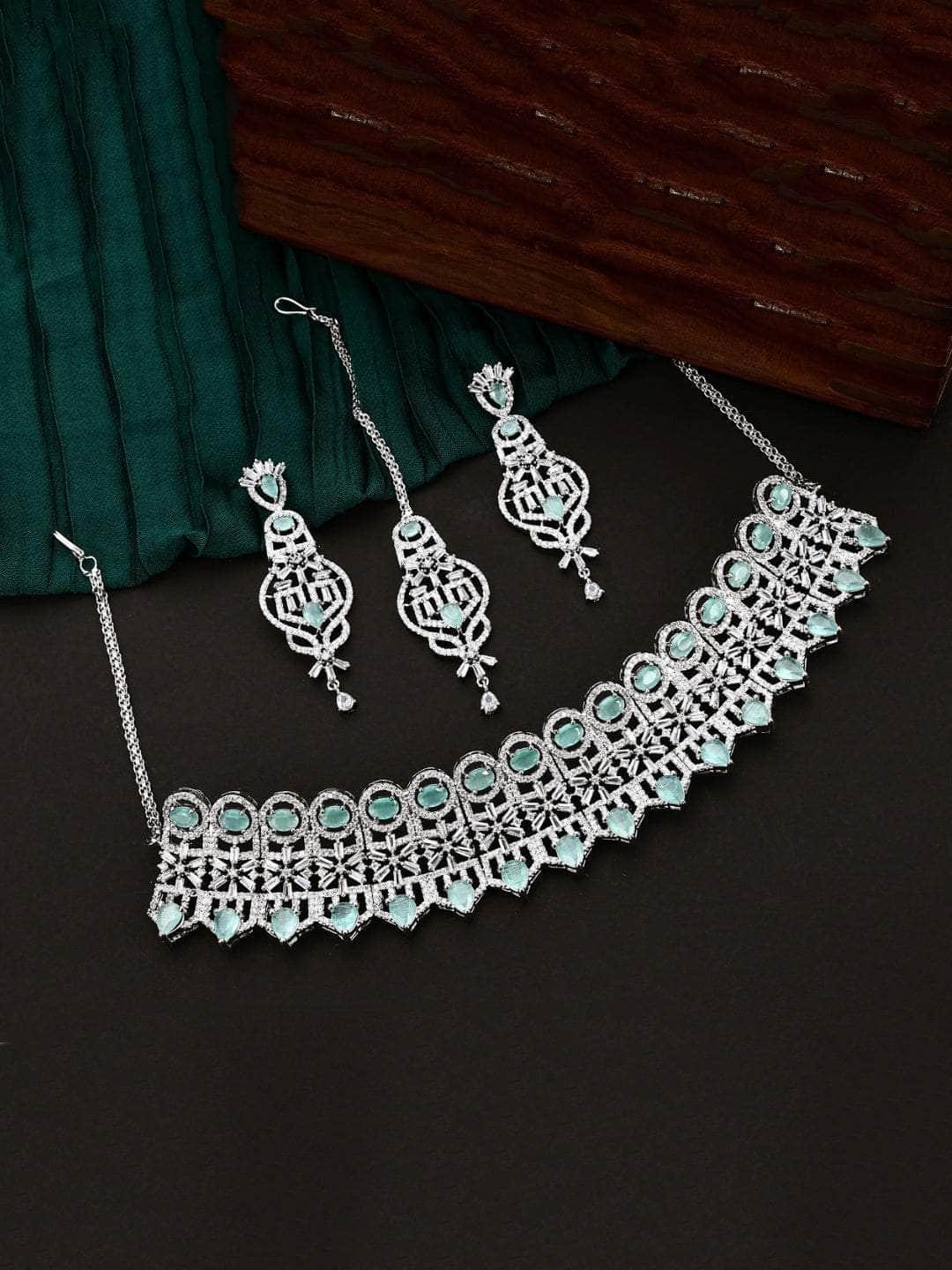 Ishhaara Elegant Ad Stone Necklace Set