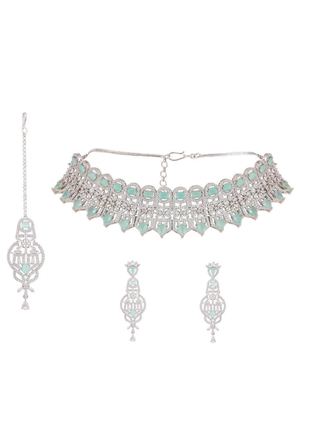 Ishhaara Elegant Ad Stone Necklace Set