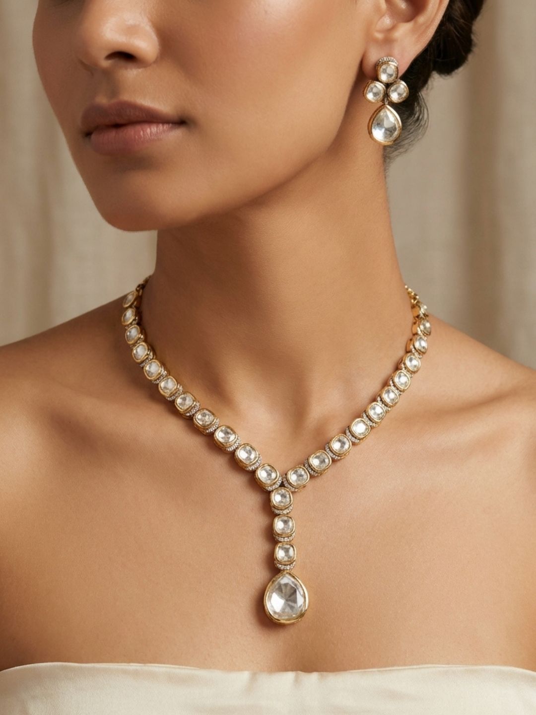 Ishhaara Elegant And Modern Moissanite Polki Necklace