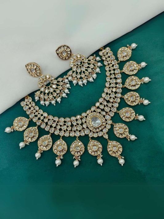 Ishhaara Elegant Bridal Diamond Look Kundan Polki Necklace Polki
