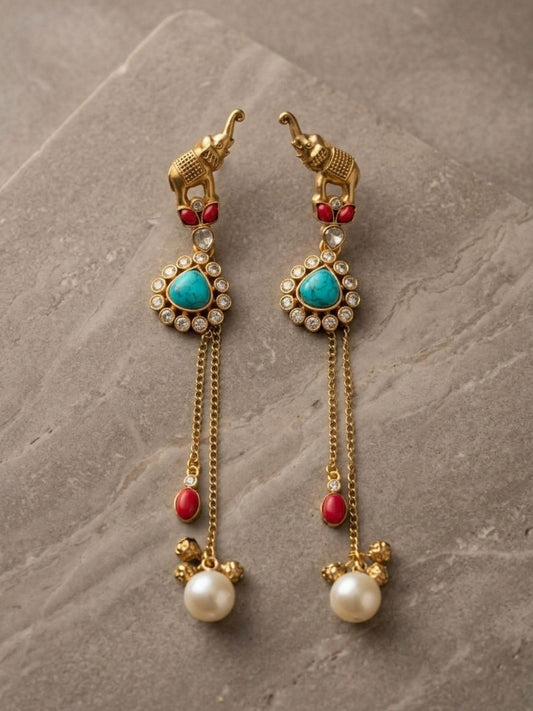 Ishhaara Elegant Elephant Designed Kashmiri Earrings
