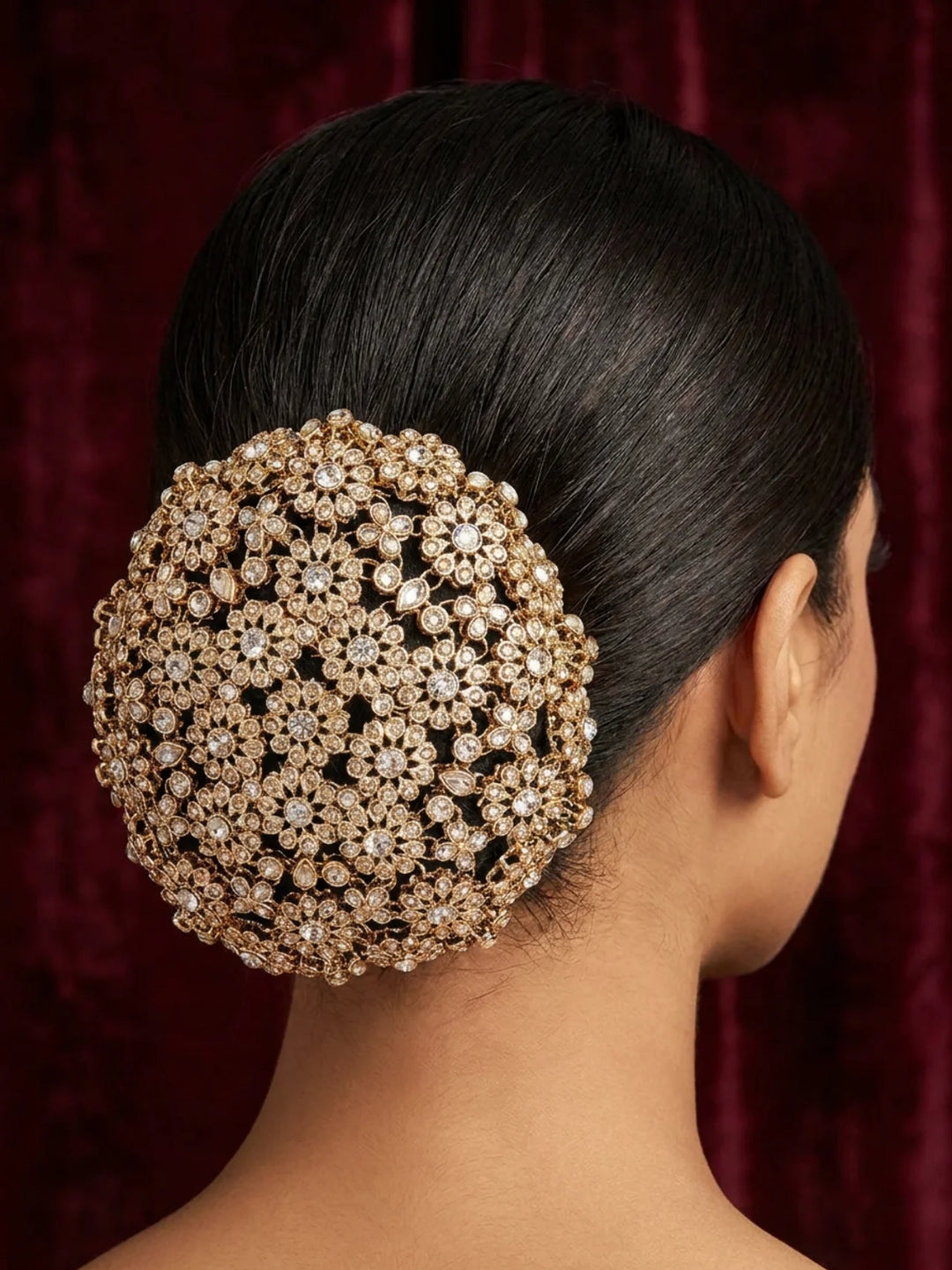 Ishhaara Elegant Floral Bridal Hair Bun Accessory