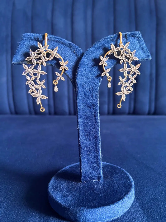Ishhaara Elegant Floral Cz Earcuff Earrings
