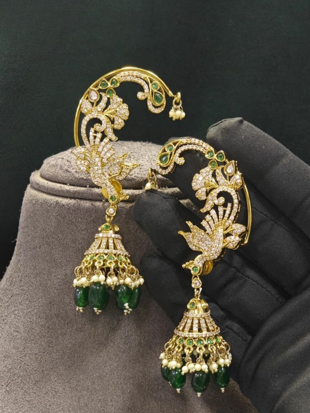 Ishhaara Elegant Gold Cuff Jhumka Earrings