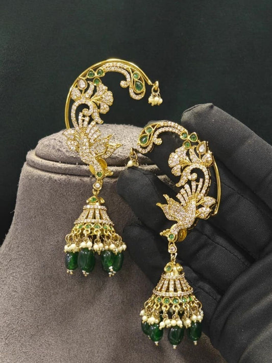 Ishhaara Elegant Gold Cuff Jhumka Earrings