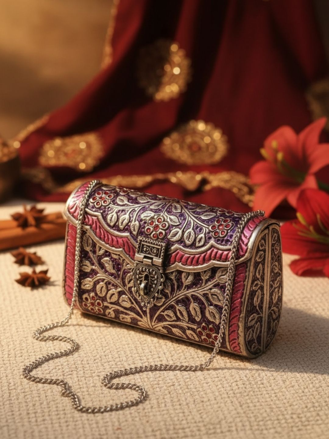 ishhaara mirror silver clutch bag
