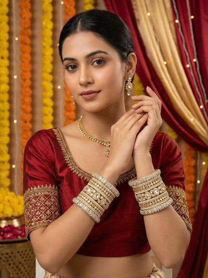 Ishhaara Elegant Kundan Bangle Set - A stunning collection of gold and stone bangles - view 4