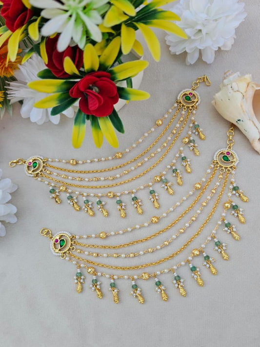 Ishhaara Elegant Kundan Polki Ear Chains