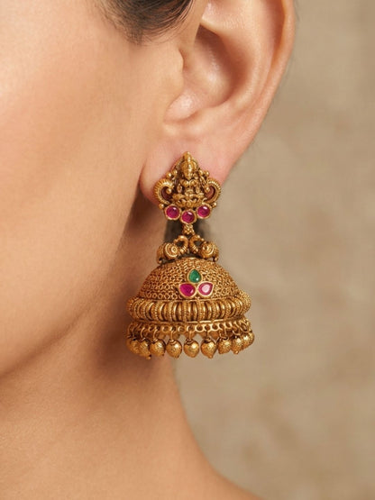 Ishhaara Elegant Lakshmi Tomb Peacock Jhumkas