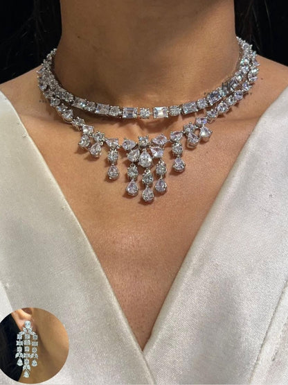 Ishhaara Elegant Layered American Diamond Necklace