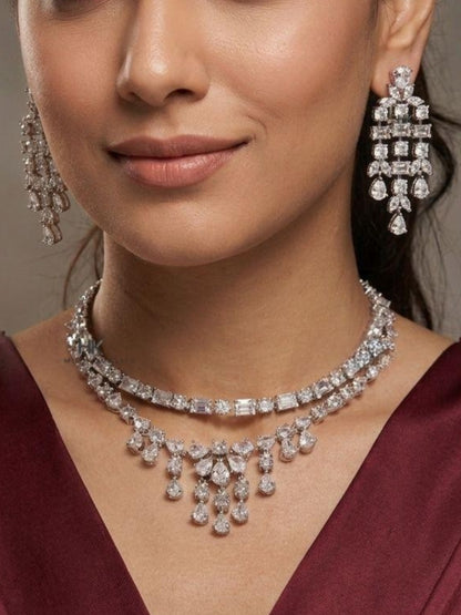 Ishhaara Elegant Layered American Diamond Necklace