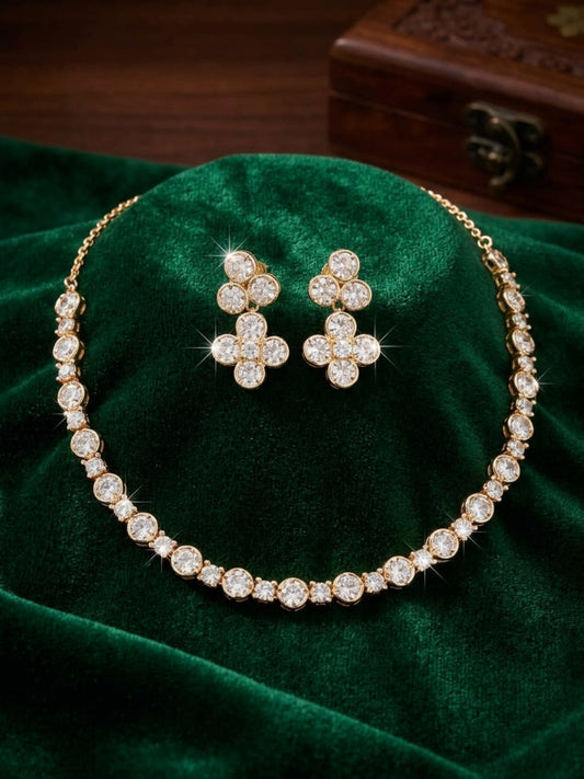 Ishhaara Elegant Polki Stone Studded Single Line Necklace