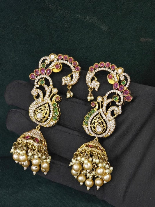 Ishhaara Elegant Polki Studded Jhumka Earrings