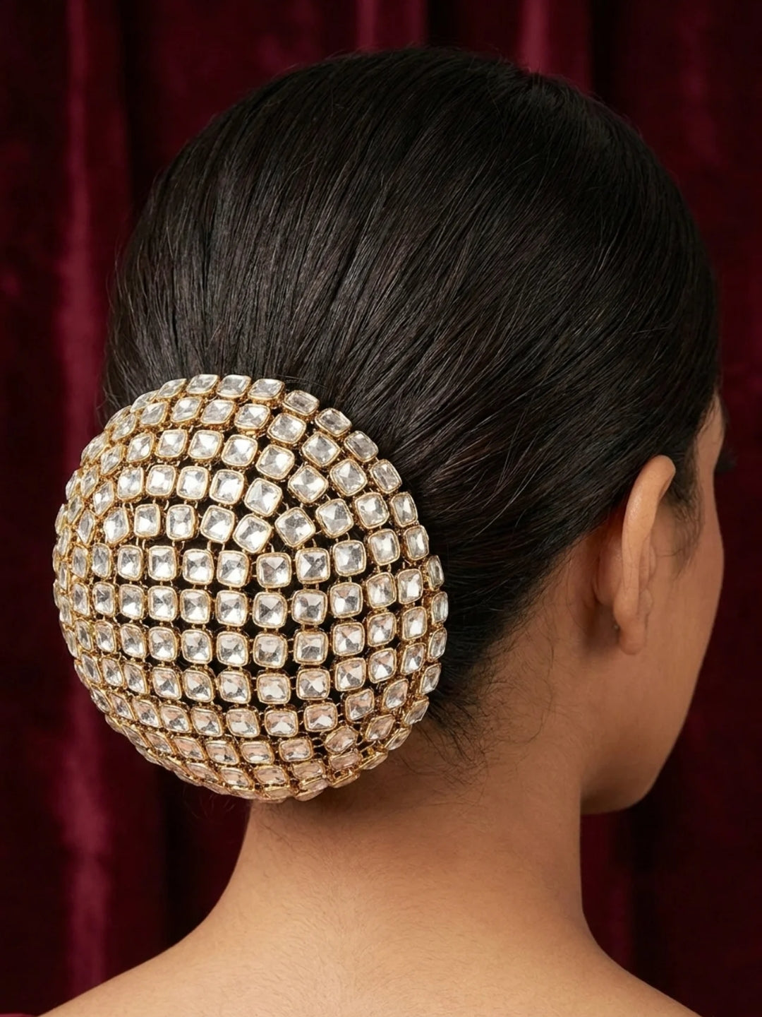 Ishhaara Elegant Square Kundan Studded Hair Bun