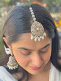 Ishhaara Elegant Traditional Jhumke Earrings With Earchain And Teeka