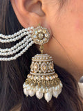 Ishhaara Elegant Traditional Jhumke Earrings With Earchain And Teeka