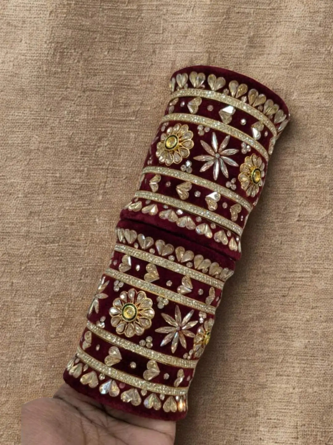 Ishhaara Elegant Velvet Bangles Studded Bridal Chooda